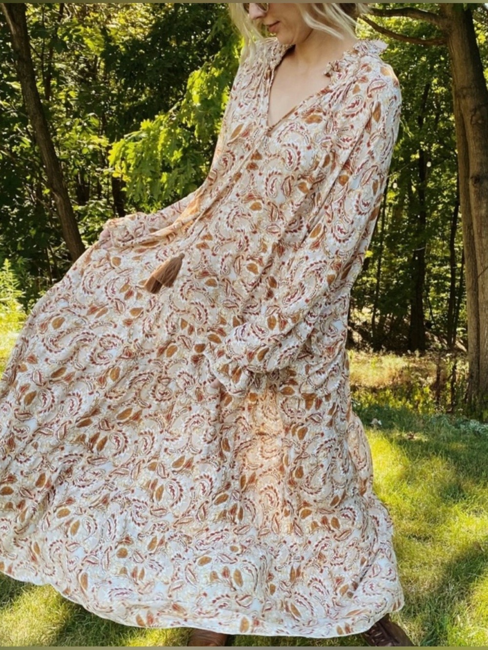 Anthropology Aura Paisley Prairie Style Peasant Boho Paisley Size S